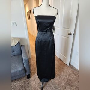 Elegant Black Strapless Evening Dress Size 2